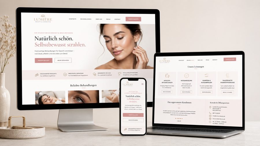 Website für ein Kosmetikstudio mit Terminbuchung – Beispiel-Webdesign von Web-Steps MEDIA