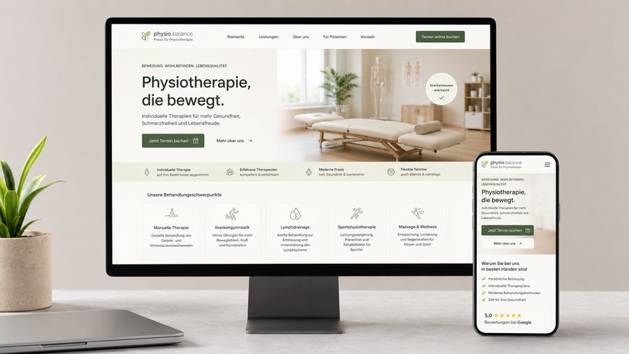 Website für eine Physiotherapie-Praxis mit Online-Terminbuchung – Webdesign-Beispiel von Web-Steps MEDIA